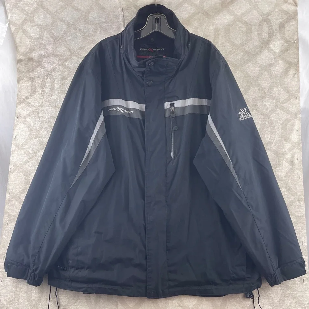 ZeroXposur Mens Evolution Captured Windbreaker Jacket‎ Black Grey L 84340-3